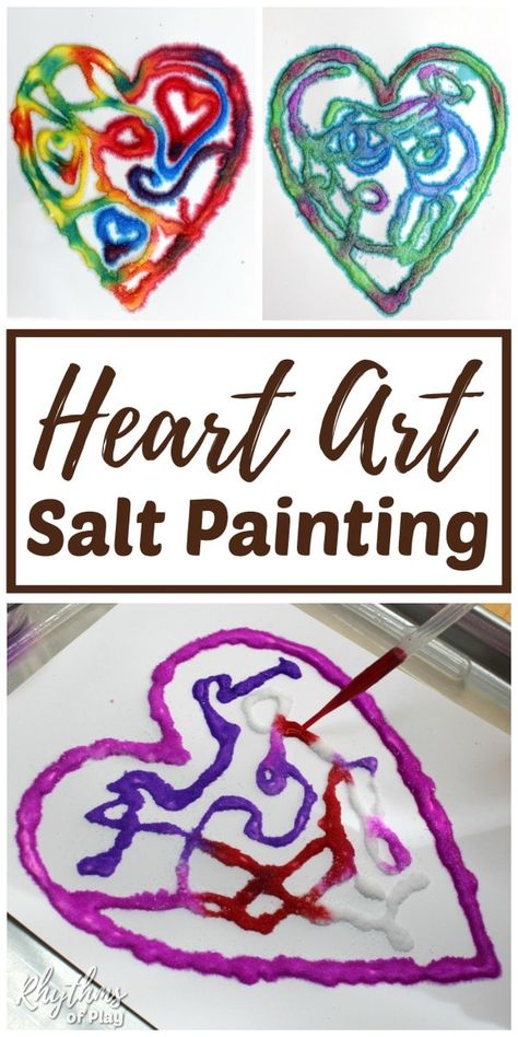 Snoezelen Diy, Art For Parents, Valentine Painting, Alphabet Adventure, Salt Paint, Preschool Painting, Paint With Watercolors, Salt Art, July Art