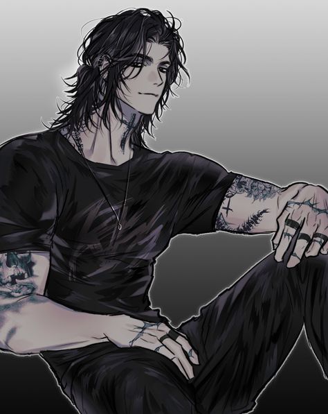 Black Hair Oc Male Art, Grunge Oc Art Male, Anime Guitarist, Guy Oc Art, Man Oc Art, Guitarist Drawing, Male Oc Drawing, Ocs Male, Man Pfp