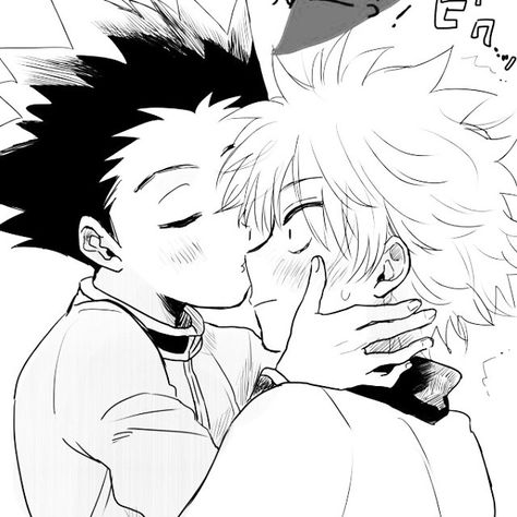 #killua  #killuazoldyck #gon #gonfreecss #killugon #gonkillu #gonkillua #hxh #hunterxhunter #hunterxhunter2011 #yaoi #kiss #kawaii #bl #shounenai Killua X Gon, Gon Killua, Park Jimin Bts Wallpaper, Ship Drawing, Hunter Anime, Black And White Drawing, Anime Ships, Hunter X Hunter, Anime Comics