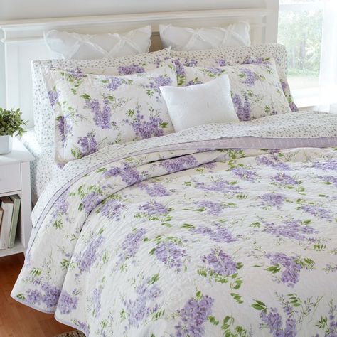 Laura Ashley Keighley Purple/White Floral 100% Cotton Reversible Quilt Set & Reviews | Wayfair Lilac Room, Lilac Bedroom, Lilac Bedding, Lavender Bedroom, Purple Quilt, Lavender Room, Laura Ashley Bedding, Wisteria Lane, Lavender Cottage