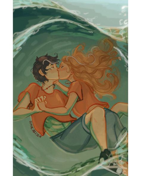 grace 💫 (@blaue.reiter) • Instagram photos and videos Percabeth Fan Art, Underwater Kiss, Kiss Sticker, Pjo Hoo, Percy And Annabeth, Hands Art, Percy Jackson Fan Art, Magnus Chase, Kane Chronicles