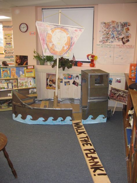 Pirate Play, Pirate Preschool, Pirate Unit, Pirate Classroom, David Shannon, Pirate Activities, Pirate Books, Role Play Areas, Dramatic Play Preschool