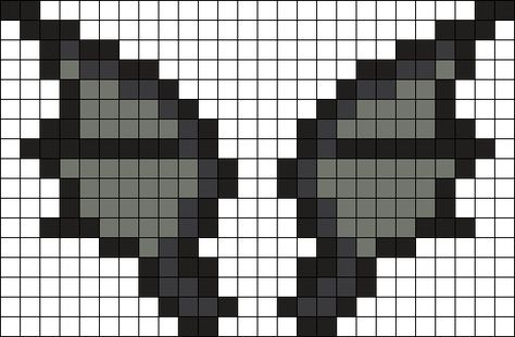 Bat Wings Perler Bead Pattern | Bead Sprites | Misc Fuse Bead Patterns Perler Bead Wings, Vampire Perler Beads, Cryptid Perler Beads, Fuse Bead Crafts, Wings Perler Beads, Therian Perler Bead, Moth Perler Bead Patterns, Perler Bead Patterns Aesthetic, Bat Perler Bead Pattern