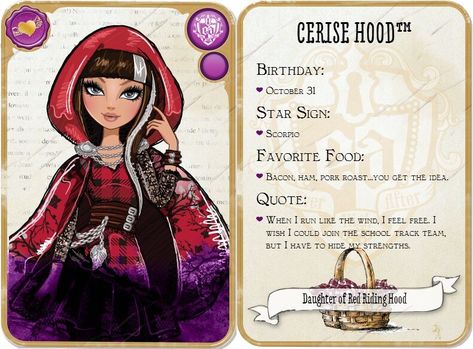 Ever After High Personajes, Ever After High Names, Ever After High Characters, Cerise Hood, Ever After Dolls, High Characters, Apple White, Fairy Tale Characters, Ever After High