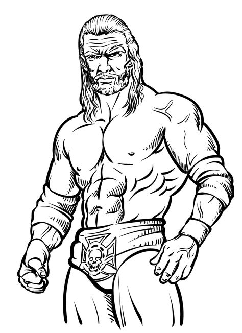 Wwe Drawings, Wwe Coloring Pages, Famous Wrestlers, Skull Color, Birthday Coloring Pages, H Logos, Coloring Page Ideas, Kids Focus, Triple H