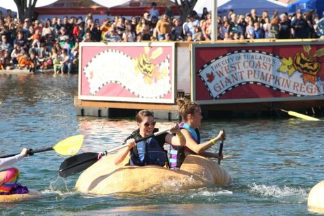 Don’t Miss The Biggest Pumpkin Festival In Oregon This Year, The West Coast Giant Pumpkin Regatta Tualatin Oregon, Biggest Pumpkin, Pumpkin Festival, Giant Pumpkin, Folk Culture, Travel Oregon, Fall Fest, Fall Bucket List, Down The River