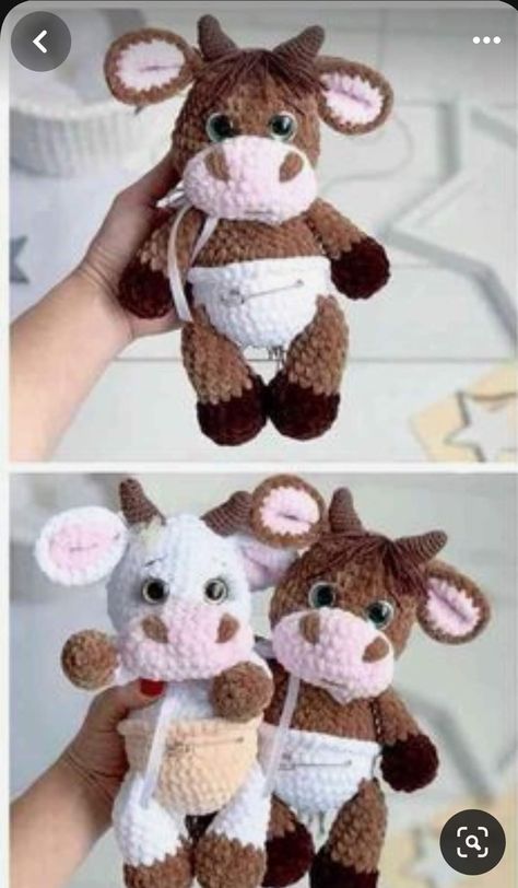 Amigurumi Cow Free Pattern, Crocheted Cow Pattern, Knitting Amigurumi, Amigurumi Cow, Crochet Toys Free, Elegant Crochet, Easy Crochet Animals, Crochet Cow, Crochet Animals Free Patterns