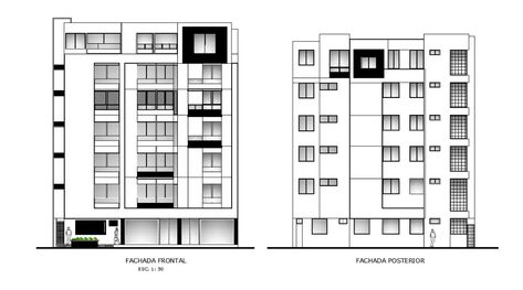 6 Storey Apartment Building Front And Rear Elevation Design DWG File - Cadbull 6 Storey Apartment Building Design, Multi Storey Building, Rear Elevation, Apartment Exterior, Sled Dogs, Modern Architecture Design, Building Elevation, Building Front, Architecture Concept Diagram