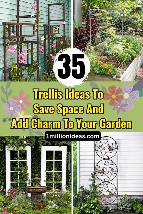 35 Trellis Ideas To Save Space And Add Charm To Your Garden Round Trellis Ideas, Trellis Teepee, Diy Garden Trellis Ideas, Trellis Ideas Garden, Outdoor Trellis Ideas, Pallet Trellis, Wall Mounted Trellis, Door Trellis, Cedar Trellis