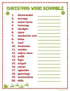 Printable Christmas Word Scramble Game More Holiday Word Scramble, Printable Christmas Games For Kids, Christmas Puzzles Printables, Christmas Word Scramble, Christmas Quiz, Xmas Games, Scramble Game, Printable Christmas Games, Christmas Trivia