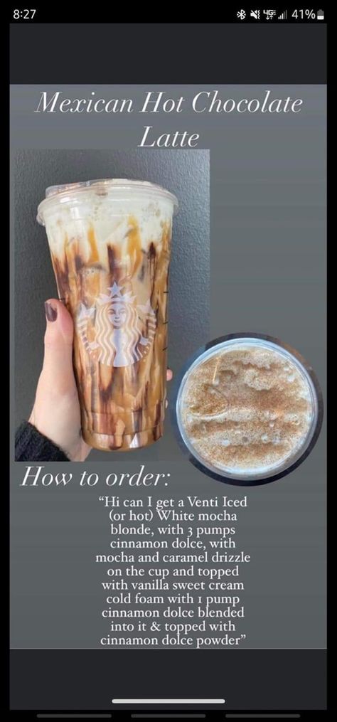 Starbucks Hot Chocolate, Starbucks Drink Menu, Starbucks Latte, Starbucks Secret Menu Recipes, Cold Starbucks Drinks, Starbucks Drinks Diy, Secret Starbucks Recipes, Coffee Recipes Starbucks, Iced Starbucks Drinks