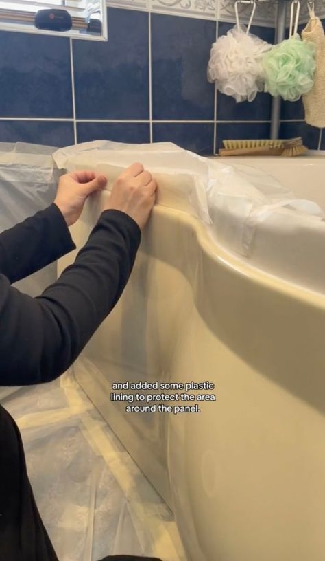 Tub Skirt Ideas Diy, Tub Skirt Ideas, Garden Tub Makeover, Diy Tub Skirt, Bathtub Skirt, Tub Skirt, Tub Surround Ideas, Bathtub Makeover, Bathtub Liners