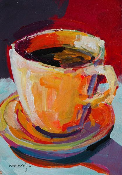 Mundane Art, Robert Burridge, Cup Painting, Cake Painting, Cuban Coffee, Coffee Board, Coffee Cup Art, Cuban Art, Coffee Painting