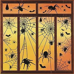 GreenPine Large Halloween Window Decorations Giant Spider Clings Halloween Scary Silhouette Window Poster Decals Horror Stickers for Halloween Party Supplies Favors PVC Mirror Glass Window Stickers 3 Halloween Window Silhouettes, Poster Decals, Horror Stickers, Halloween Bookmarks, Window Paint, Halloween Window Clings, Halloween Window Decorations, Window Poster, Giant Spider