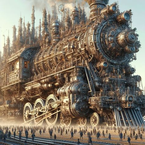 Trip To Canada, Steampunk City, Steampunk Furniture, Steampunk Artwork, Dark Beauty Photography, Starship Design, Train Art, Waste Of Time, Fantasy City