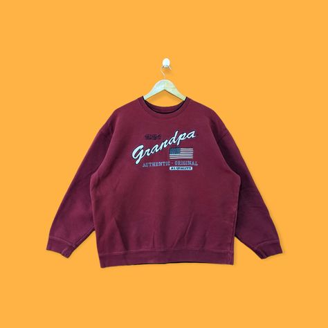 Vintage grandpa embroidered logo sweatshirt grandpa crewneck grandpa sweater pullover streetwear style perfect gift Maroon colour large by YoungmodernCo on Etsy Maroon Colour, Streetwear Mode, Grandpa Sweater, Logo Sweatshirt, Streetwear Style, Sweater Pullover, Style Streetwear, Maroon Color, Vintage Wear