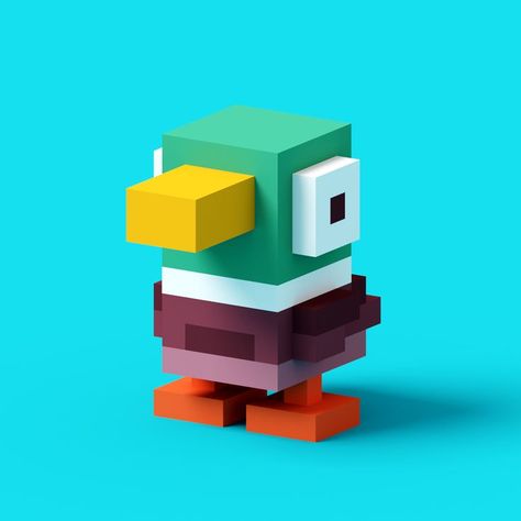 Crossy Road: The Mallard Minecraft Animal Builds, Minecraft Animal Statues, Tinkercad Ideas, 3d Pixel Art, Minecraft Animals, Minecraft Statues, Voxel Art, Minecraft Structures, Crossy Road