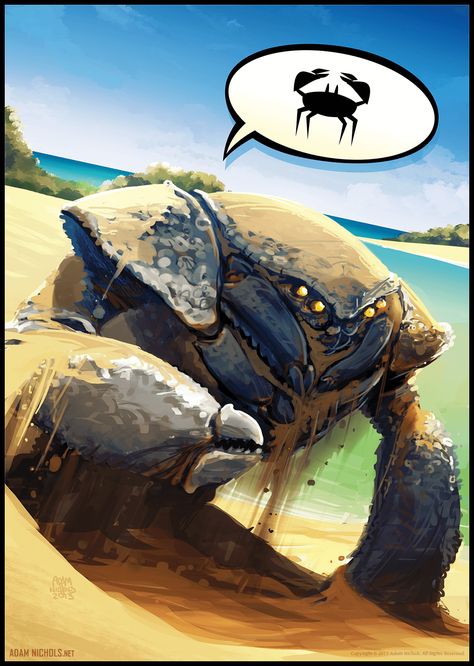 Talking Crab Artwork Crab Monster Art, Fantasy Crab, Crab Fantasy Art, Crab Person, Crab Monster, Crab Art, Mythical Monsters, Creature Artwork, Fantasy Beasts