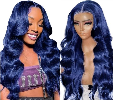 🌸【Blue Lace Front Wigs Human Hair Material】13x4 Dark Blue lace front human hair wigs, natural hairline, no shedding and no tangle,soft and bouncy Amazon Wigs, Blue Lace Front Wig, All Skin Colors, Hd Lace Frontal Wigs, Body Wave Lace Front Wigs, Hd Lace Frontal, Hair Body Wave, Remy Human Hair Wigs, Skin Colors