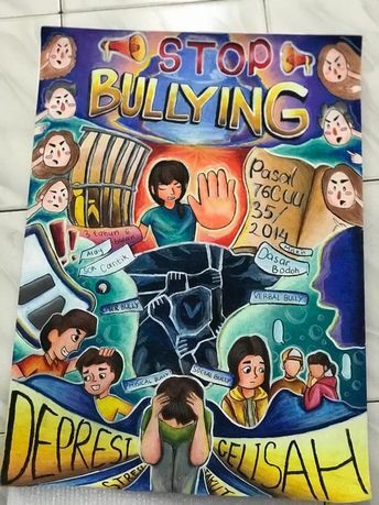 Poster Making On Social Issues, School Poster Drawing, Anti Bully Posters Ideas Drawing, Poster About Bully, E Poster Ideas, Stop Bulling Posters Drawing, Poster Competition Ideas, Gambar Stop Bully, Poster Perundungan Sekolah