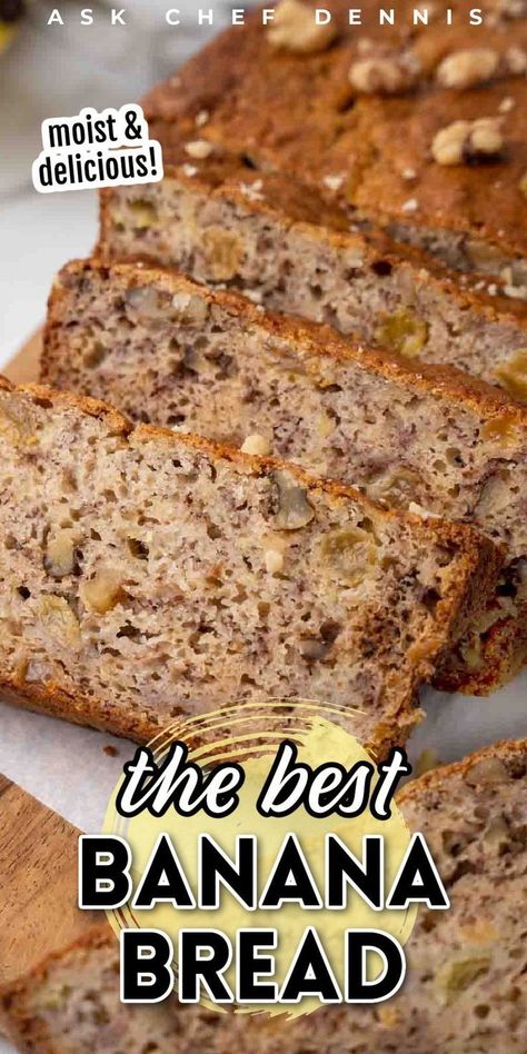 Do you always have over ripe bananas sitting on your counter? This banana bread recipe is a delicious way to put those bananas to good use! What could be better than the aroma of freshly baked banana bread in the morning? This moist and delicious banana bread is easy to make. Meal prep a loaf today, and try a tasty fresh slice of banana bread for breakfast! Banana Bread Recipe Easy Moist, Bread For Breakfast, Ripe Banana Recipe, Delicious Banana Bread Recipe, Delicious Banana Bread, Banana Nut Bread Recipe, Nut Bread Recipe, Banana Bread Recipe Moist, Homemade Banana Bread