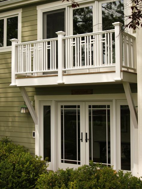 2nd Floor Balcony Ideas, Balcony Remodel, Balcony House Second Story, Front Balcony Design, Entry Door Replacement, Second Story Balcony, 2nd Floor Balcony, Balcony Exterior, Second Floor Balcony