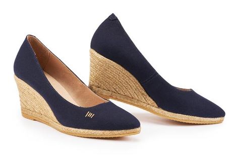 Women's Navy Pointed Wedges by Viscata Spanish Shoes, Navy Wedges, Womens Espadrilles Wedges, Heels Online, Minimalist Shoes, Slip On Pumps, Wedge Pumps, Shoe Boot Sandals, Womens Wedges