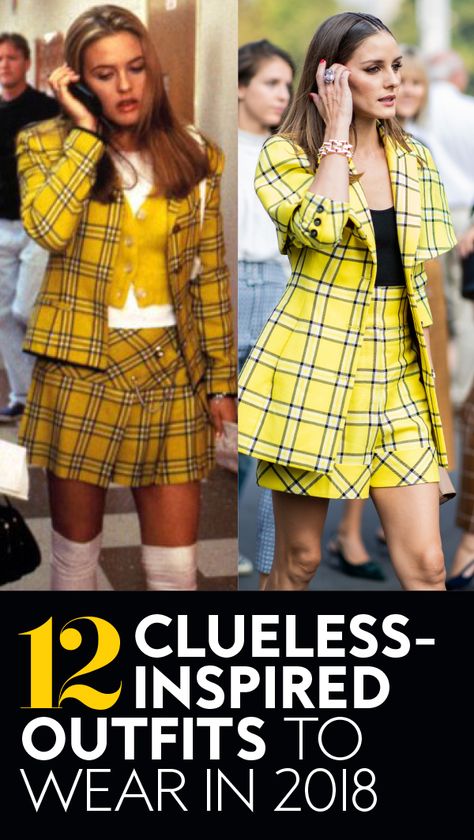 12 of Cher's #Clueless outfits that are still on trend today. #cherhorowitz #aliciasilverstone #fallfashion #oliviapalermo #fashion #cher #cluelessmovie #plaid Retro School Outfits, Clueless Inspired Outfits 90s Fashion, Clueless Sayings, Outfits From Clueless, 90s Clueless Aesthetic, Clueless Outfits Halloween, Clueless Photoshoot Ideas, 90s Plaid Outfits, Cher Clueless Outfit Inspiration