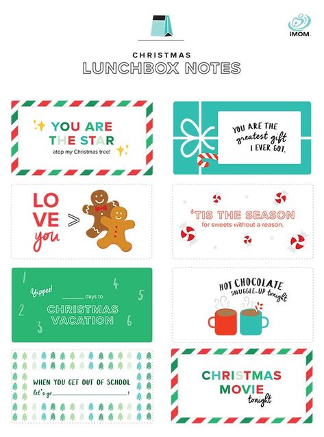 Free Printable Lunchbox Notes & Coupons for Kids - iMOM Christmas Lunch Box Notes, Christmas Lunchbox Notes, Printable Lunchbox Notes, Lunchbox Cards, Notes For Kids Lunches, Kids Lunch Box Notes, Lunchbox Notes For Kids, Free Printables For Kids, Printable Lunch Box Notes