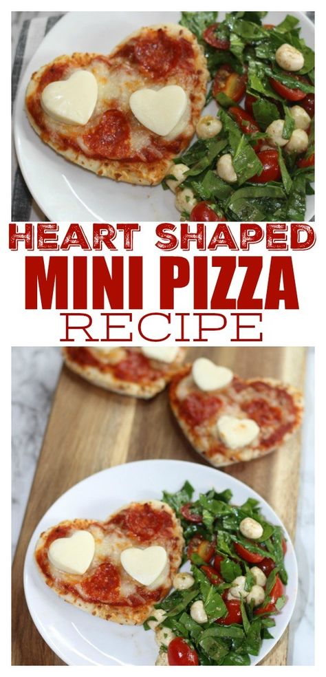 Plan the perfect Valentine’s Day lunch with these adorable Heart Shaped Mini Pizzas! Pizza Snacks Easy, Heart Pizza Recipe, Heart Shaped Pizza Recipe, Heart Pizzas, Pizza Recipe Easy, Mozzarella Sauce, Mini Pizza Recipes, Pepperoni And Cheese, Cold Finger Foods