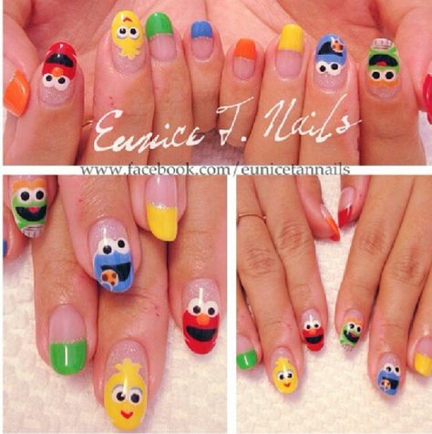 Sesame Street Nails, Baby Shower Nails, Disney Nail Designs, Minimal Nails Art, Baby Nails, Minimal Nails, Pretty Nail Art Designs, Disney Nails, Kawaii Nails