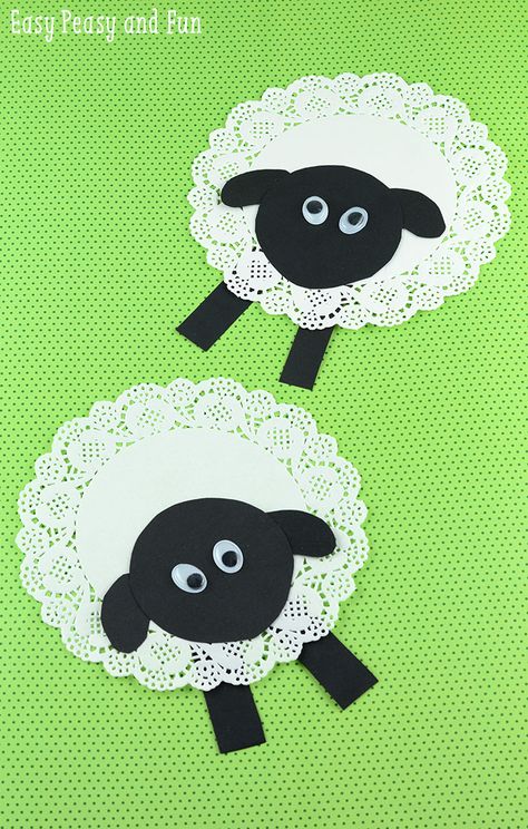 Doily Sheep Craft - cute and super easy to make! A great activity to add to any farm unit! Sheep Craft, Sheep Crafts, Doilies Crafts, Fun Easter Crafts, Monthly Challenge, Church Crafts, Oita, Sunday School Crafts, Bible Crafts