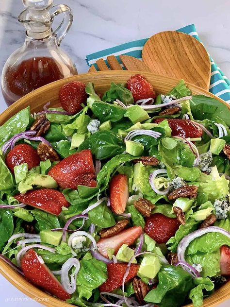 Summer Green Salad Recipes, Salad Recipes With Strawberries, Summer Green Salad, Dressing For Fruit, Recipes With Strawberries, Strawberry Dressing, Dressing For Fruit Salad, Summer Salads With Fruit, Green Salad Recipes