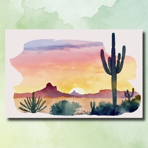 Experience the enchanting beauty of southwest decor with our Minimalist Sonoran Desert Sunset Cactus Wall Art Print. This captivating watercolor desert wall art showcases the iconic Sonoran desert landscape, featuring a majestic Saguaro cactus against a breathtaking sunset backdrop. With its vibrant colors and intricate details, this artwork captures the essence of the Southwest and brings a touch of nature-inspired beauty to your space. Perfect as an Arizona Poster gift or for adding a Southwestern Decor Canvas Print to your home, this sunset art is a true gem. Embrace the allure of the desert with our Desert Saguaro Cactus Sunset Wall Art Print and infuse your space with the warmth and spirit of the Southwest. Enhance your western decor with this stunning piece that celebrates the beauty Sonoran Desert Landscape, Arizona Poster, Sunset Cactus, Southwestern Landscape, Cactus Sunset, Southwest Wall Art, Skyline Artwork, Simple Landscape, Cactus Wall