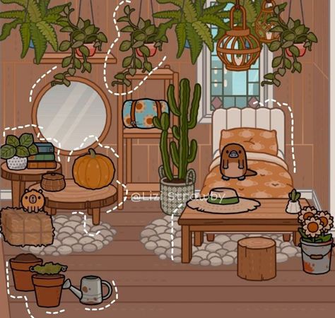 Aesthetic Toca Boca Bedroom, Fall Room Ideas, Cottage Core Outfit, Toca Ideas, Autumn Room, Toka Boka, Free House Design, Hello Kitty Rooms, Adorable Homes Game