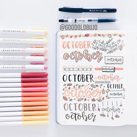 So many cute header ideas by @goodoldbujo 🍂🍁 Posted by @notebook_therapy on Instagram #notebooktherapy #bulletjournal Bullet Journal Header Ideas, Journal Inspiration Quotes, Bullet Journal Titles, Header Ideas, Bullet Journal Headers, Art Journal Challenge, Hand Lettering Styles, Bullet Journal Font, Journal Fonts