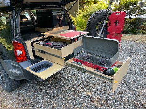 Overland Organization, Ute Camping, Truck Bed Drawers, Caddy Van, Ford Courier, Truck Bed Camping, Suv Camping, Camping Box, Solar Car