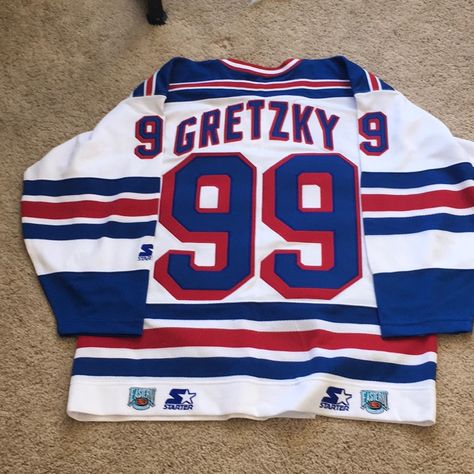 Official Starter Eastern Conference, Nwt, Excellent Condition, Wayne Gretzky No. 99 Jersey. Does Not Have A Fight Strap. Hockey Jersey Design Ideas, Vintage Hockey Jersey, Brain Illusions, Throwback Jerseys, Merch Aesthetic, Ny Rangers, Ice Hockey Jersey, Wayne Gretzky, American Football Jersey