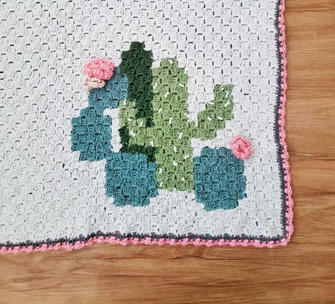 Cactus Corner, Corner Crochet Blanket, Corner To Corner Crochet Blanket, Spring Blanket, Winding Yarn, Corner Crochet, Corner To Corner Crochet, Crochet Cactus, Pattern Blanket