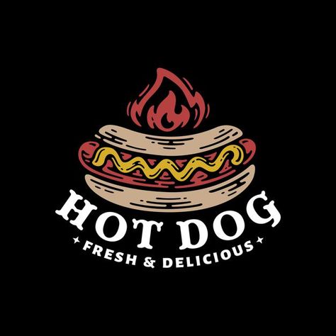 Hot Dog Logo Design, Hot Dog Logo, Food Truck Design Logo, Hod Dog, Sandwich Sign, Dog City, Hot Dog Restaurants, Organic Food Logo, Food Lettering