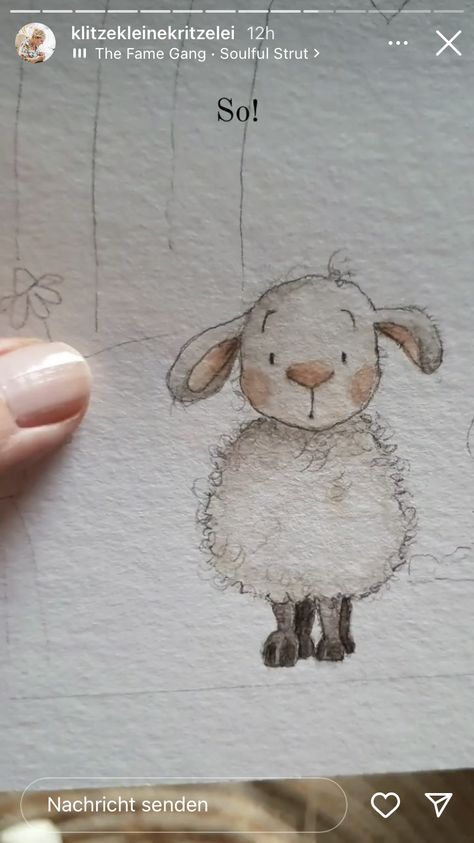 Sheep Cute Drawing, Sheep And Lamb Drawing, Cute Sheep Drawing, Draw A Sheep, Drawing Sheep, Watercolour Sheep, Sheep Watercolor Illustrations, Watercolor Sheep, Lamb Drawing