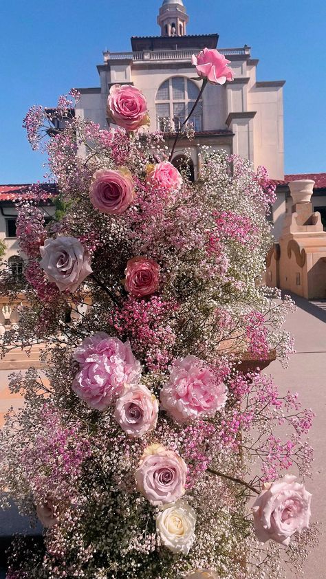 Pink Flower Wedding Decoration, Pink Baby’s Breath, Pink Engagement Decor, Pink Ceremony Flowers, Pink Babysbreath, Pink Flower Arch, Pink Floral Arch, Wedding Alter Flowers, Floral Columns