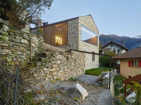 Gallery of Bornet House / Savioz Fabrizzi Architectes - 11 Individual House, Small Terrace, Old Stone Houses, Modern Barn House, Exposed Concrete, 아파트 인테리어, Modern Barn, Architecture Office, Old Stone