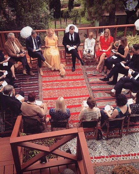 Perfect for smaller weddings, this take on a Quaker tradition involves inviting guests to form a circle together with the bride and groom. They may also be asked to share their thoughts on the couple. #weddingtraditions #weddingideas #weddingceremony | Martha Stewart Weddings - 25 Creative Wedding Rituals That Symbolize Unity Wedding Ceremony Circle, Wedding Ceremony Rituals, Ceremony Circle, Alison Pill, Wedding Ceremony Seating, Jewish Wedding Ceremony, Wedding Ceremony Traditions, Sand Ceremony, Ceremony Seating