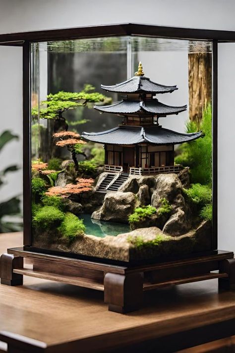 Bring the tranquility of Zen gardens into your home with Zen aquarium ideas. Our blog post shows you how to blend aquatic life with minimalist design to create a serene and meditative space. Click to uncover the art of peaceful aquarium design and start your serene aquatic journey. Japanese Terrarium, Small Aquarium Design, Zen Aquarium, Japanese Diorama, Japan Aquarium, Bonsai Aquarium, Buddha Zen Garden, Meditative Space, Jing Y Jang