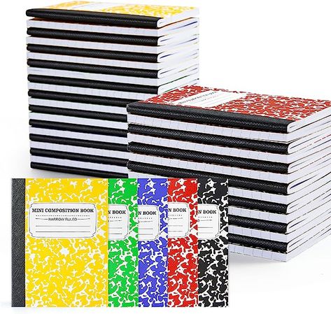 feela 40 Pack Mini Composition Notebook Bulk, Cute Pocket Composition Note Pad, Small Journal Notebooks for Students College School Supplies, 4.5" X 3.25", Narrow Ruled, 5 Marble Covers Composition Note, College School Supplies, Small Journal, College School, Composition Notebook, School Supplies, Note Pad, Marble, Composition