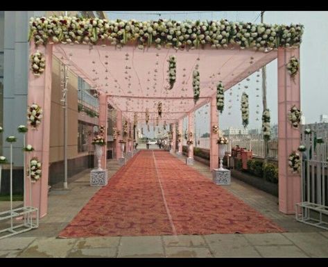 Romantic Wedding Gate Ideas to Wow Your Guests Entrance Gates Design For Wedding, Wedding Passage, Entry Pathway, Passage Decoration, Passage Decor, Outdoor Wedding Altars, Pathway Decoration, Indian Wedding Decorations Receptions, Engagement Stage Decoration