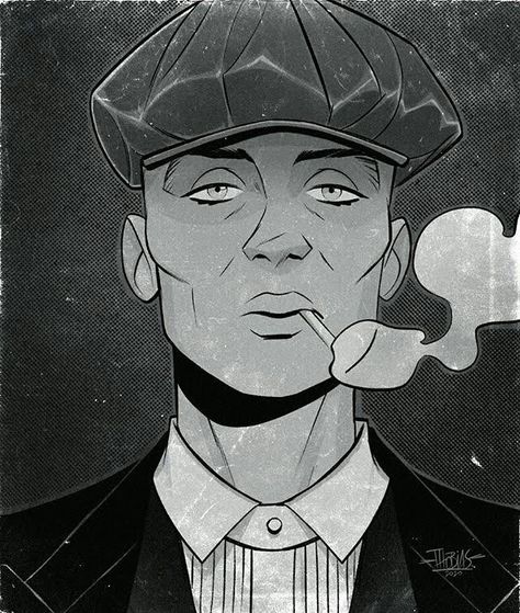 Peaky Blinders Cartoon, Peaky Blinders Drawing, Peaky Blinders Fan Art, Sketches Anime, Peaky Blinders Poster, Gangster Style, Cartoon Sketches, Movie Poster Art, Game Character Design