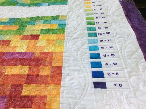 Temperature Quilt is done ... Temperature Quilt Color Chart, Temperature Quilts Ideas, Temperature Quilt Pattern, Temperature Quilt Ideas And Designs, Quilt Ideas For Beginners, Weather Quilt, Temp Blanket, Temperature Quilts, Temperature Quilt