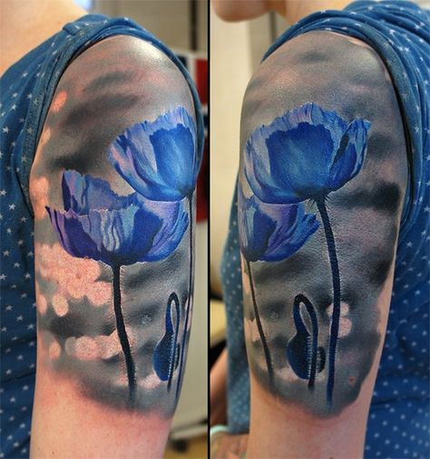 58 Blue poppies White Flower Tattoo, Blue Poppy Flower, Watercolor Poppy Tattoo, Red Poppy Tattoo, Poppy Tattoos, White Flower Tattoos, Blue Flower Tattoos, Lace Tattoos, Poppy Flower Tattoo